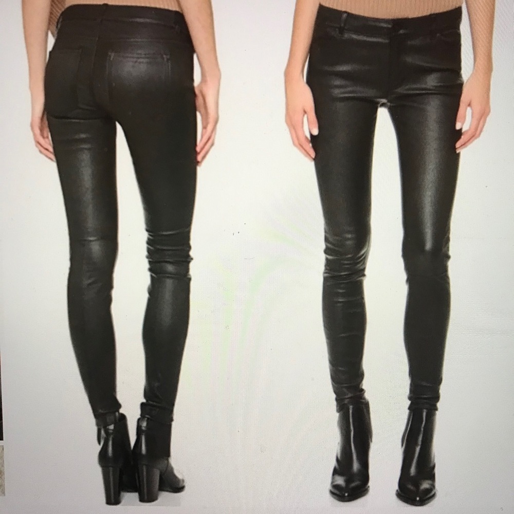 Vince Leather Skinny Pants 5 pocket Black